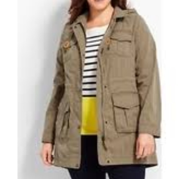 Talbots Woman Hooded Anorak 3X Military Green NWT - Picture 2 of 6